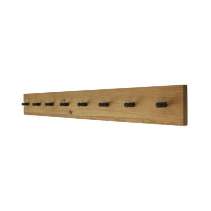 Garderobe XL 77cm mit schwarzen Haken aus Wildeiche